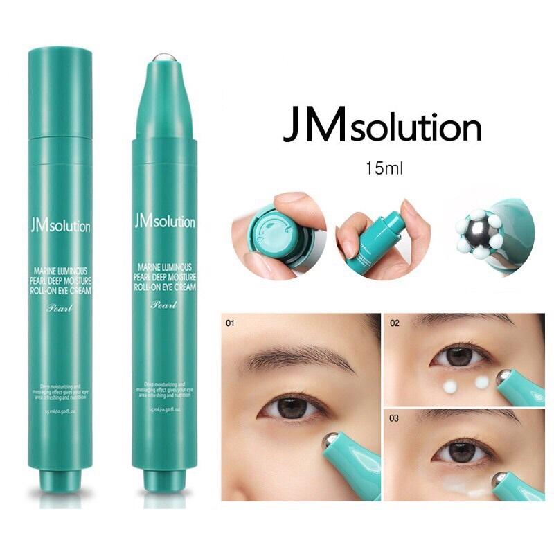 Lăn Dưỡng Mắt Chuyên Sâu Jm Solution Roll On Eye Cream 15ml # Marine Luminous Pearl Deep - Xanh