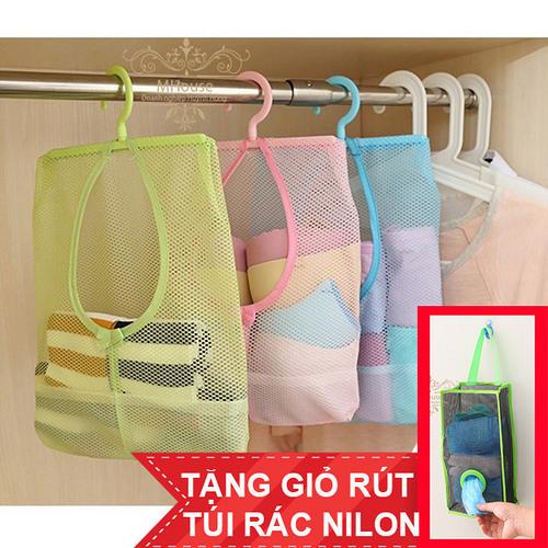 Bộ 2 Túi đựng vật dụng có móc treo. Tặng Giỏ rút túi nilon