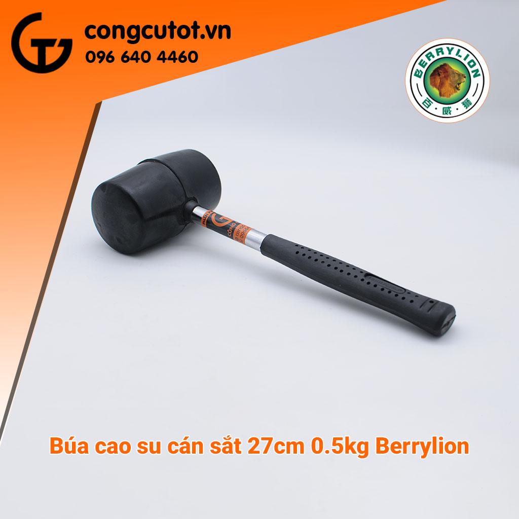 Búa cao su cán sắt 0.5kg 27cm Berrylion, Là công cụ hỗ trợ đắc lực cho người thợ trong công việc ốp, lát gạch nền, tường, đá hoa,... Đầu búa được làm từ cao su tinh luyện, đặc, có độ đàn hồi cao
