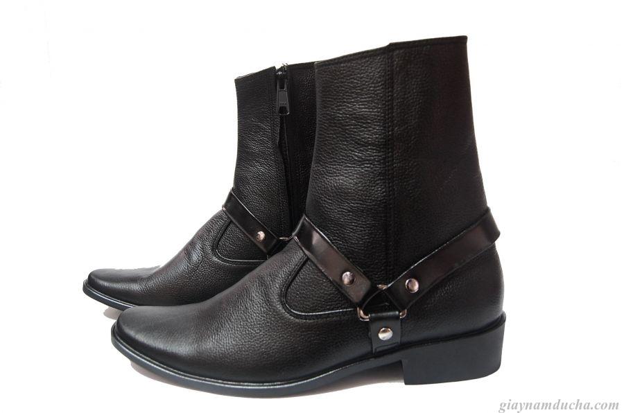Giày boot kéo khóa cao cổ da bò thật. Bảo hành 12 tháng.MS: B96
