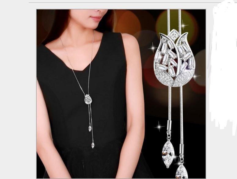 Dây chuyền nữ dài pha lê lấp lánh sang trọng-DC46
