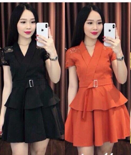 [HCM]Đầm Xòe Thun Cát Hàn Tay Phối Ren XM160-Tặng Kèm Thắt lưng