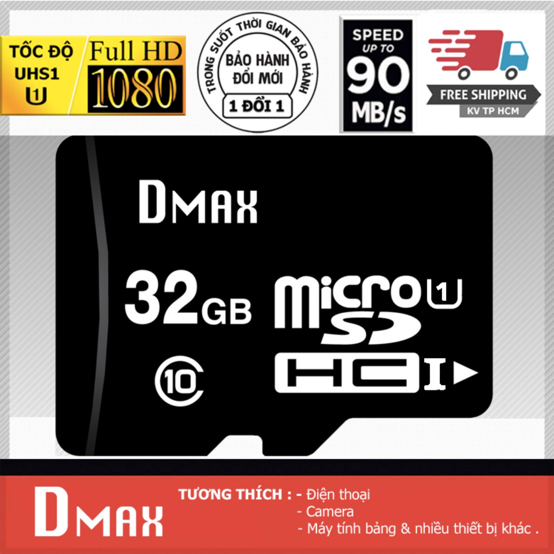 Thẻ nhớ 32GB tốc độ cao UHS1 U1, up to 90MB s Dmax Micro SDHC class 10