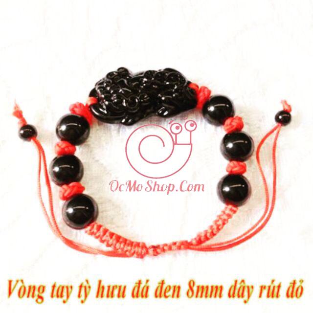 Combo 2 Vòng tay dây rút đỏ handmade kết hợp Tỳ Hưu Đen may mắn phong thủy