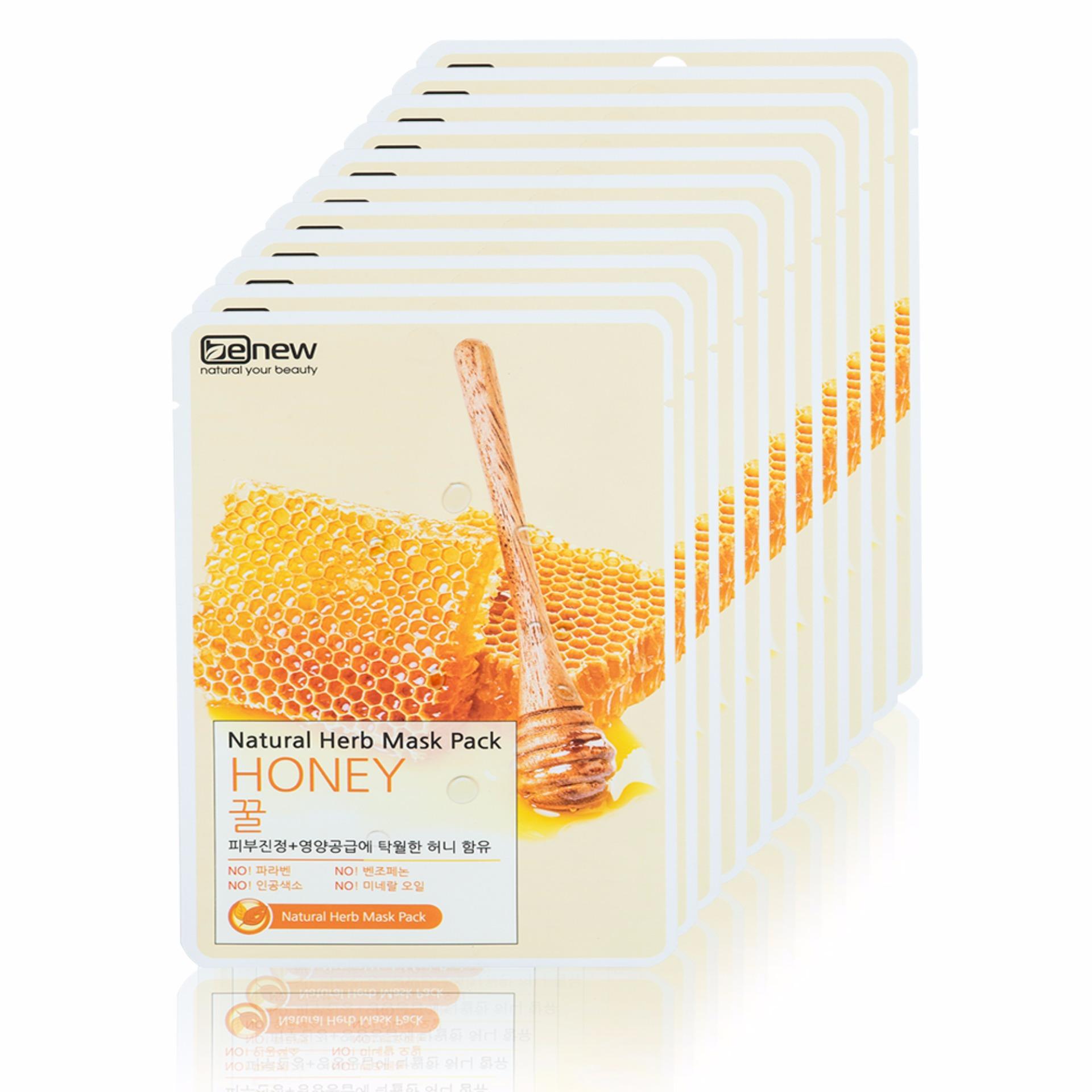 Bộ 10 miếng đắp mặt nạ benew natural herb mask pack - honey