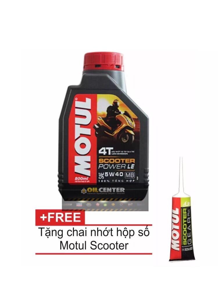 COMBO NHỚT MOTUL SCOOTER POWER LE 5W-40 0.8L TẶNG FREE NHỚT HỘP SỐ MOTUL