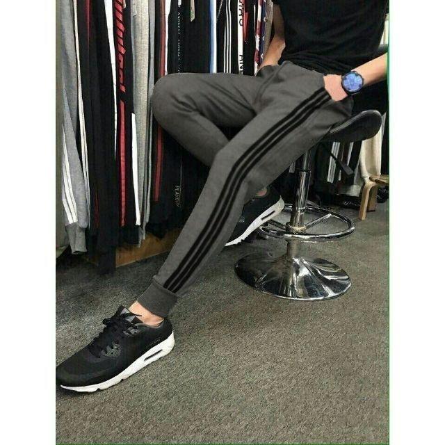 Quần jogger nam 3 sọc thun nỉ bo dệt