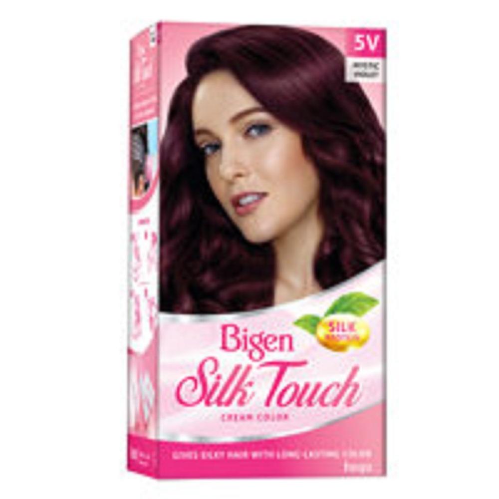 Thuốc nhuộm tóc bigen silk touch 5v: đỏ tím