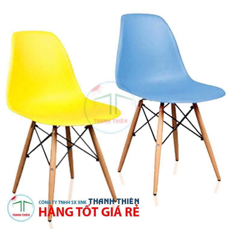 Bộ 2 ghế nội thất, ghế ăn, ghế cafe, ghế nhà hàng, ghế eames chân gỗ gcp 001