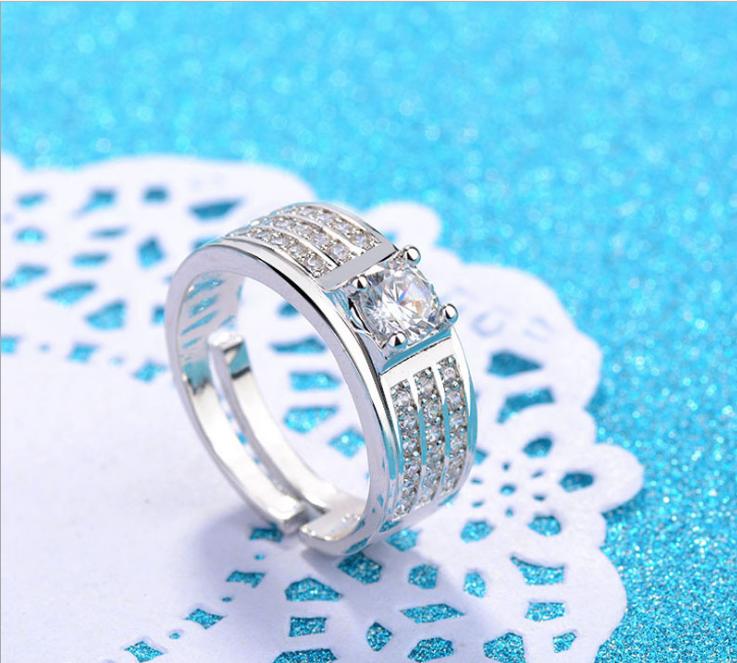 Nhẫn nam bạc ý không phai màu có thể điều chỉnh được