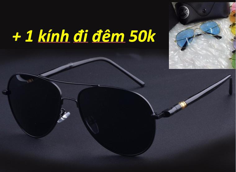 Kính mát nam cao cấp T136B + Tặng kính đi đêm mẫu mới 2023 N0788