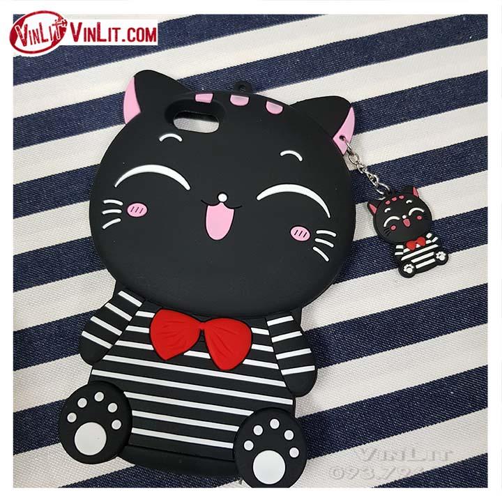 Ốp lưng oppo a71 ốp thú mèo kitty có lắc xinh xắn đen - o71180514a2