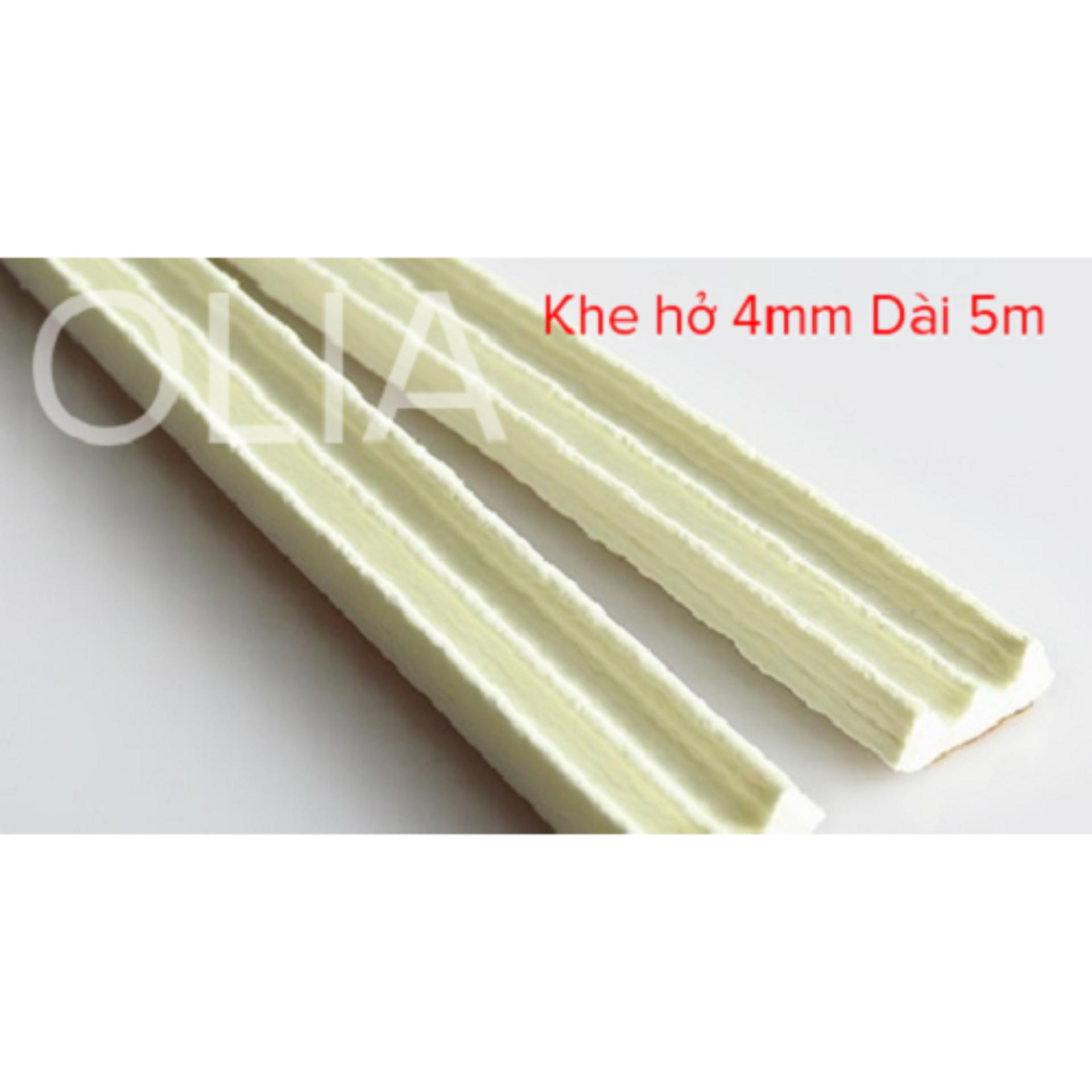 5 mét -Khe hở 4mm-Ron Cao Su Dán Khe Hở Cửa ngăn Bụi, Muỗi Giảm Âm-TRẮNG- Gioăng dán cửa cao su OLIA