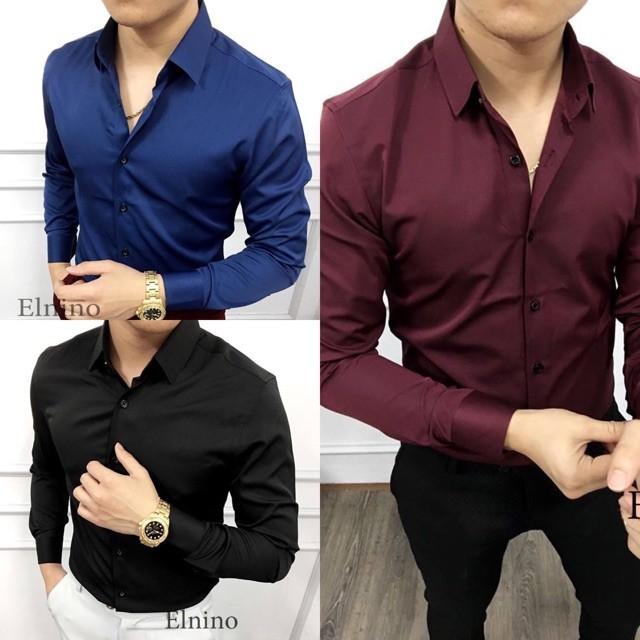 Combo 3 sản phẩm áo sơ mi nam chọn màu như hình, sơ mi nam trơn không nhăn dáng hàn quốc