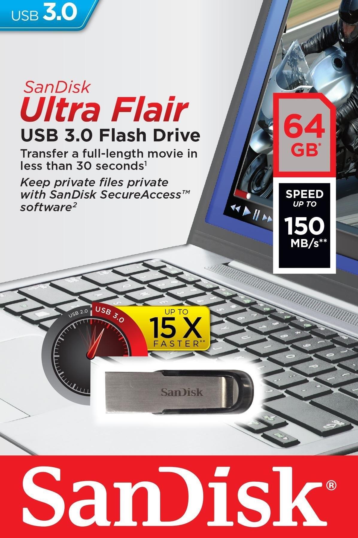 Usb 3.0 sandisk cz73 ultra flair 64gb