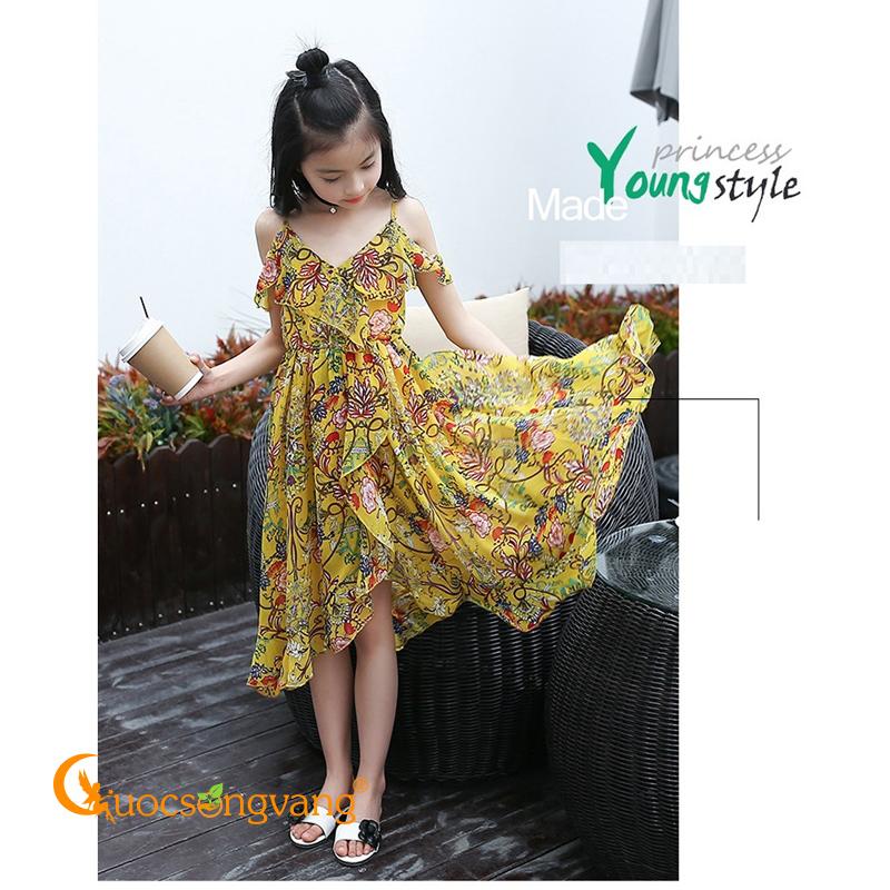 Váy đầm thiếu nữ in hoa váy đầm kiểu hoa hai lớp GLV094