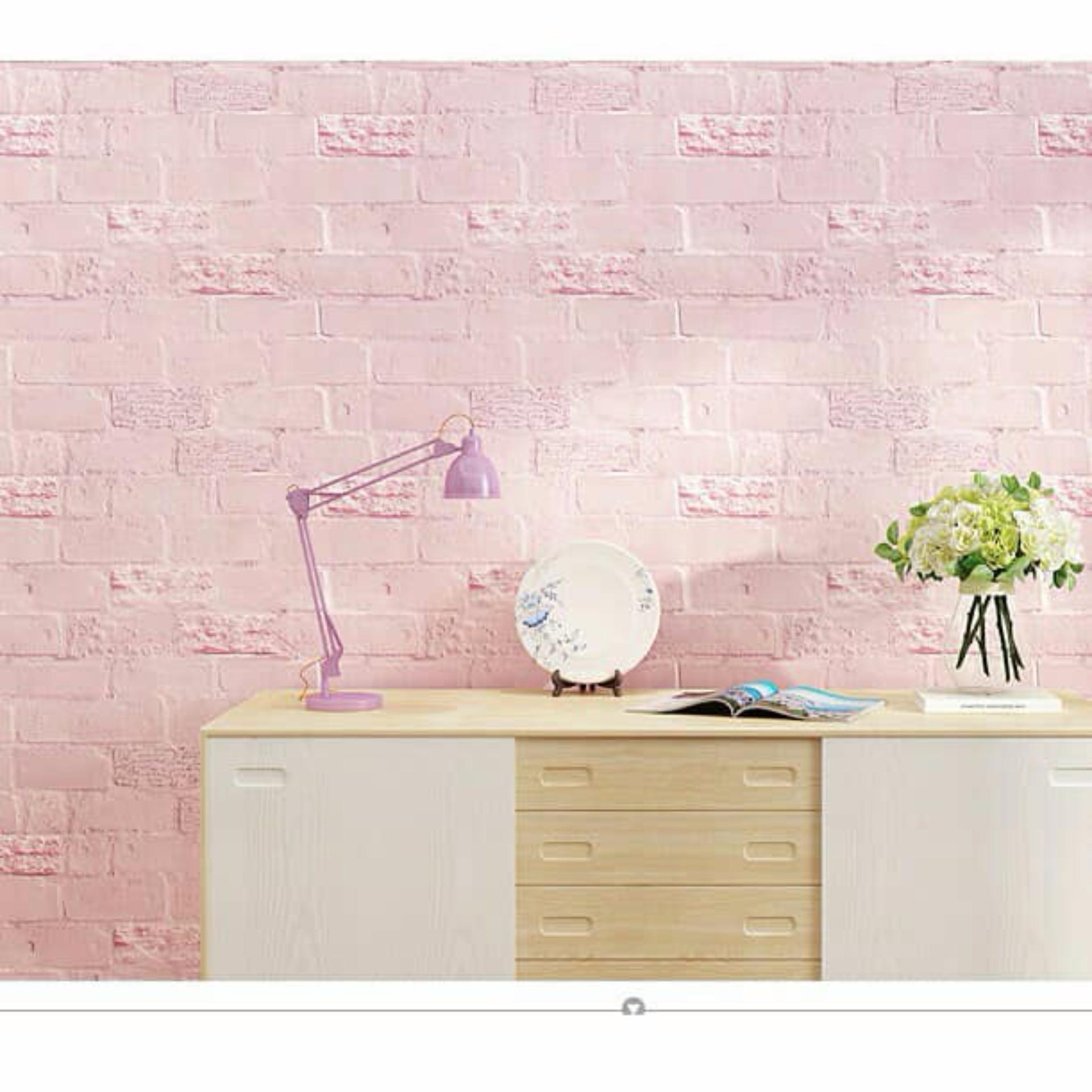 10m Giấy dán tường có sẵn keo khổ rộng 45cm Giả gạch hồng
