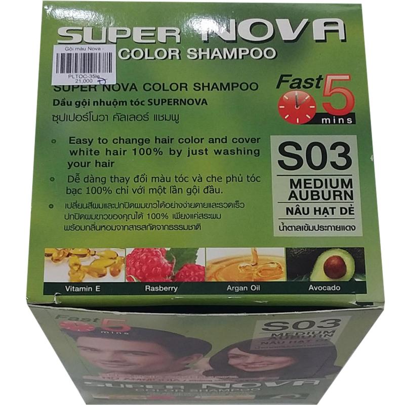 [HCM]Hộp 12 gói dầu gội nhuộm màu tóc Super Nova  Nâu hạt dẻ (S03)