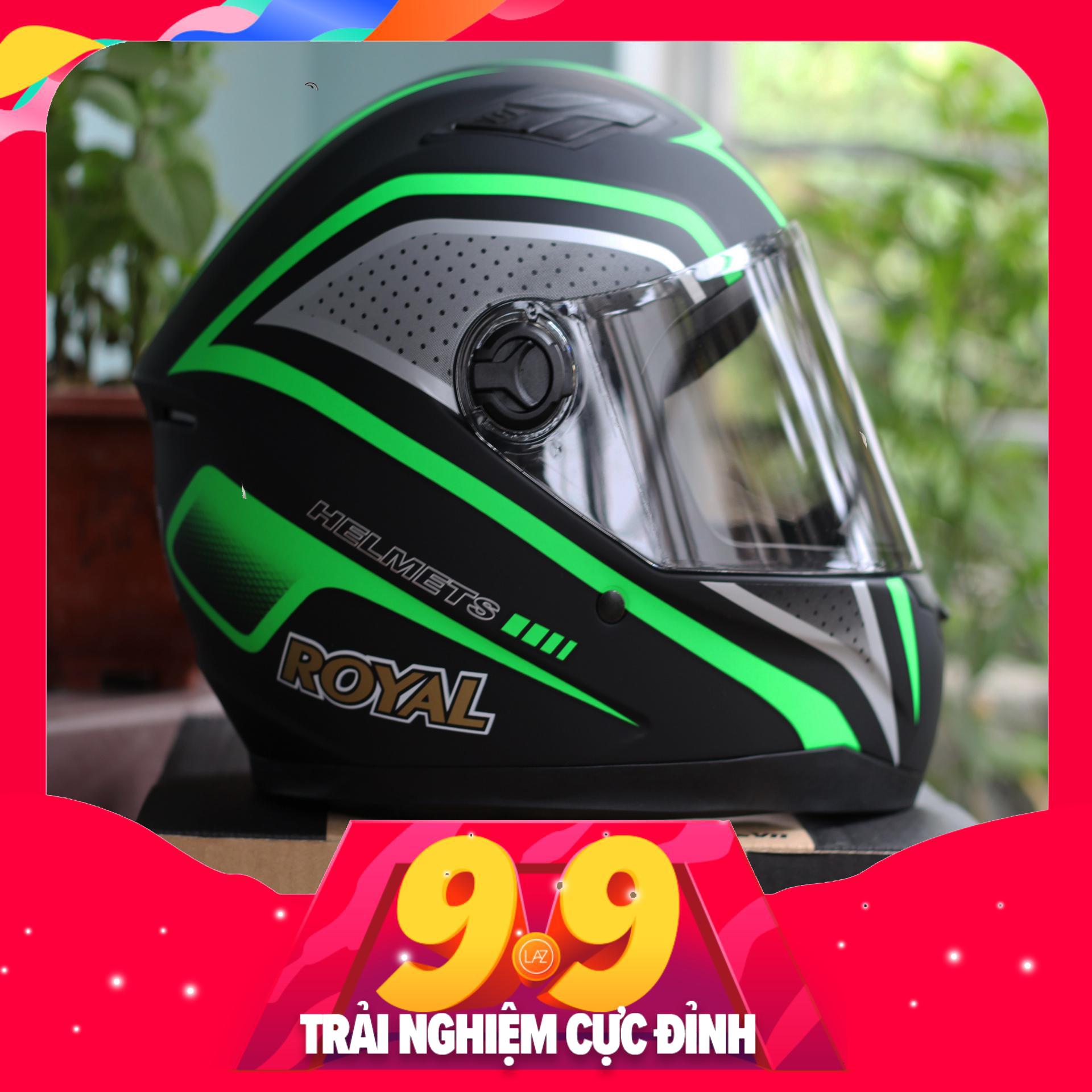 Mũ bảo hiểm full face royal m136 v2 xanh lá