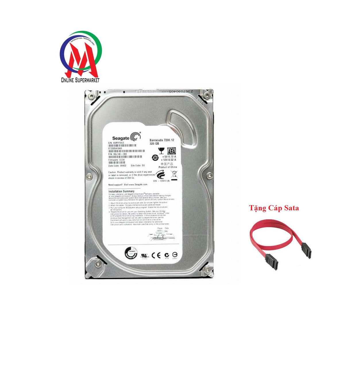 Ổ cứng máy pc 320gb seagate chuẩn sata bh 24 tháng tặng kèm cáp sata
