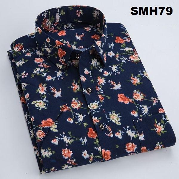 Áo sơ mi nam ngắn tay họa tiết hoa lá Family Shop SMH79