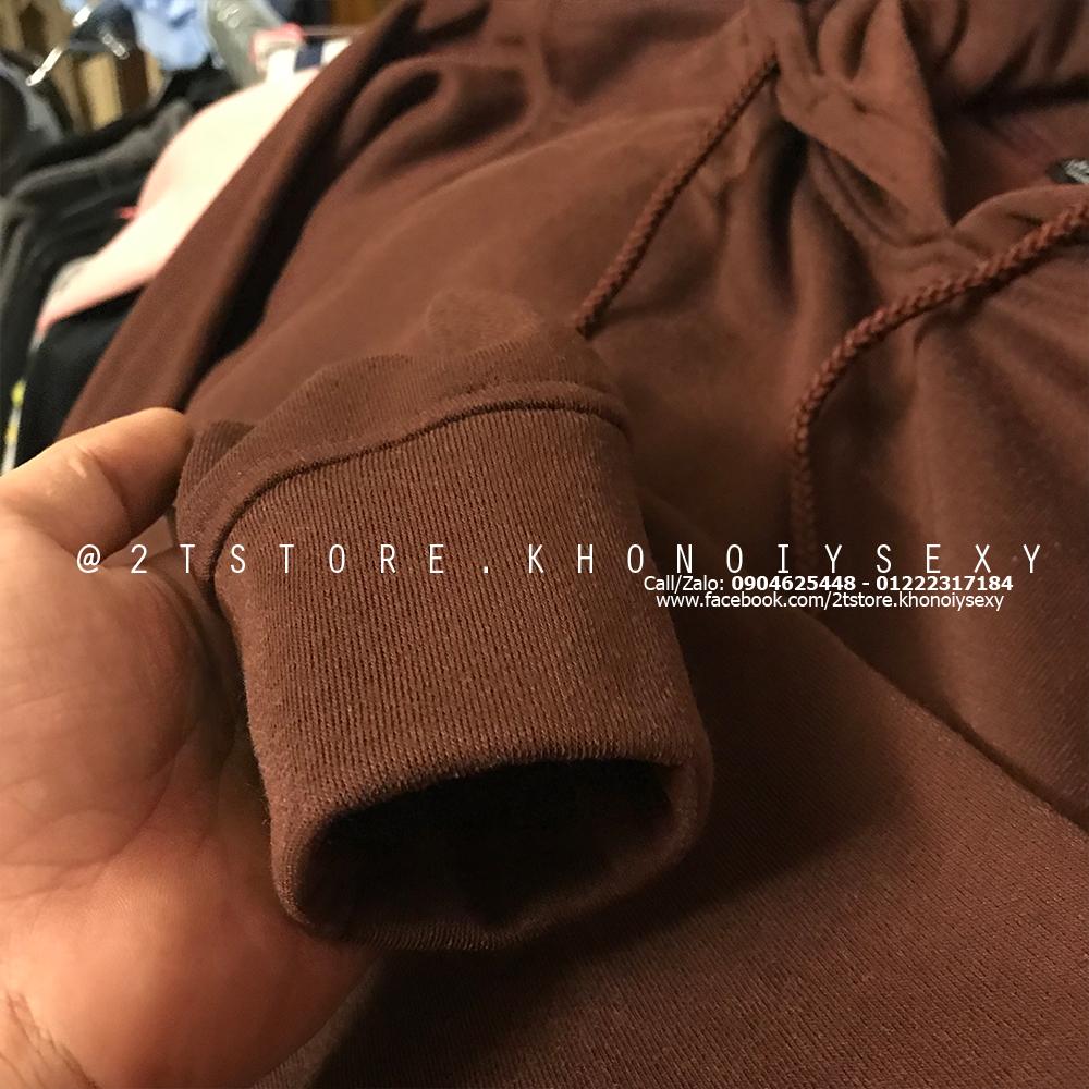 2T STORE ÁO KHOÁC HOODIE NỈ CÓ NÓN TRƠN MÀU nâu 2TAKN08001-6.jpg