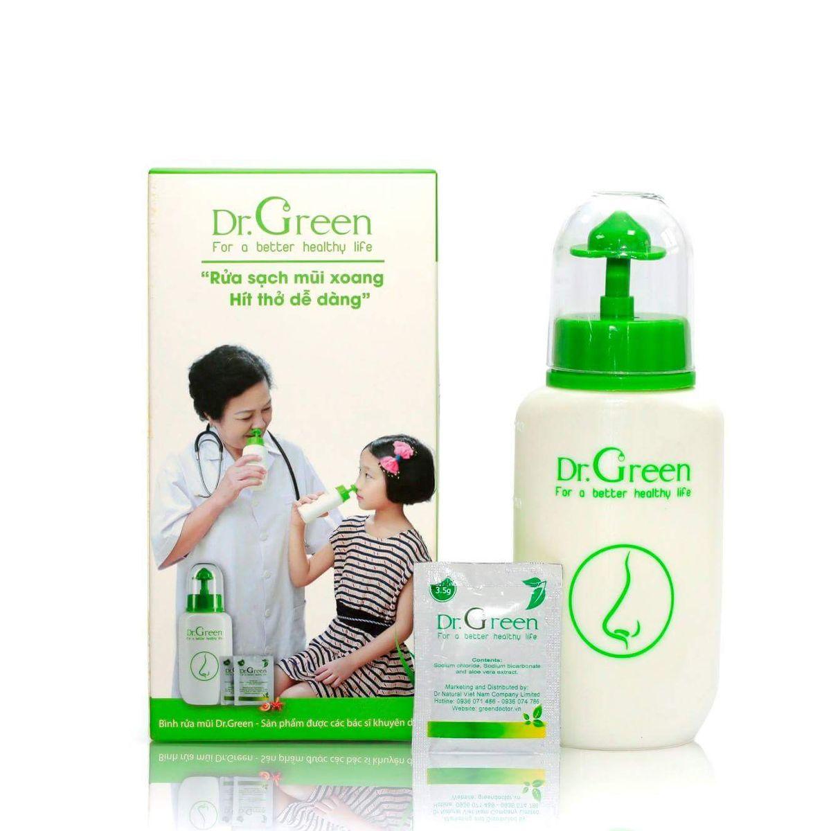 [Tặng thêm quà] Bình rửa mũi Dr Green và 40 gói muối nha đam