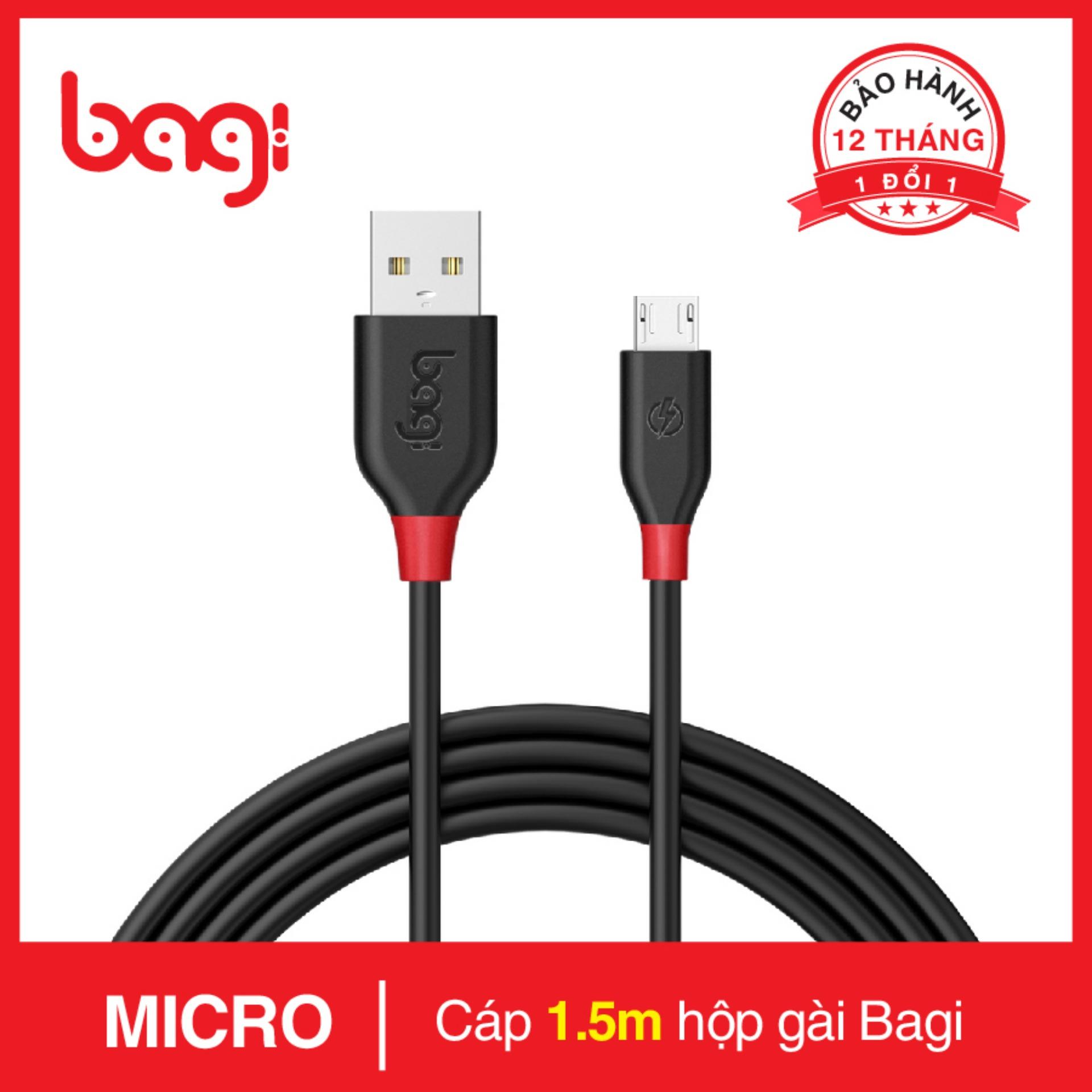 Dây sạc bagi micro usb dài 1,5m hộp gài ma150 dùng cho sony, oppo, lg, nokia
