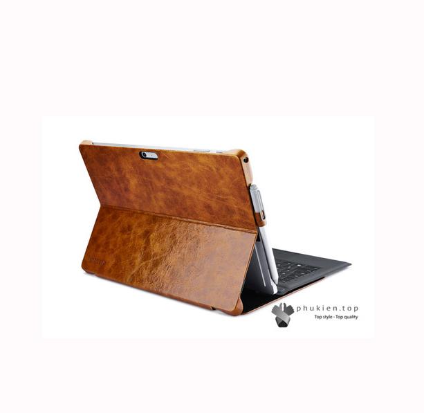 Ốp da bảo vệ hàng hiệu Icarer cho Surface Pro 4 /Pro 2017 – Oil Wax Vintage Genuine Leather Folio Case