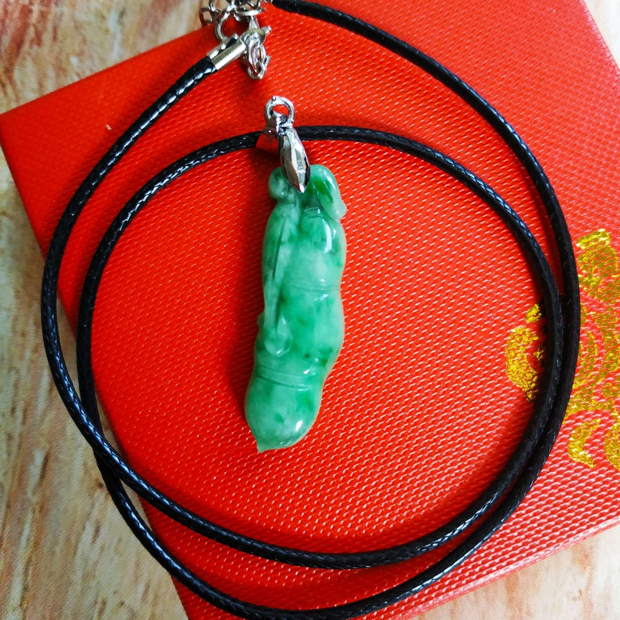 Dây chuyền trái đậu ngọc phỉ thúy Jadeit xanh ngọc - PT8888