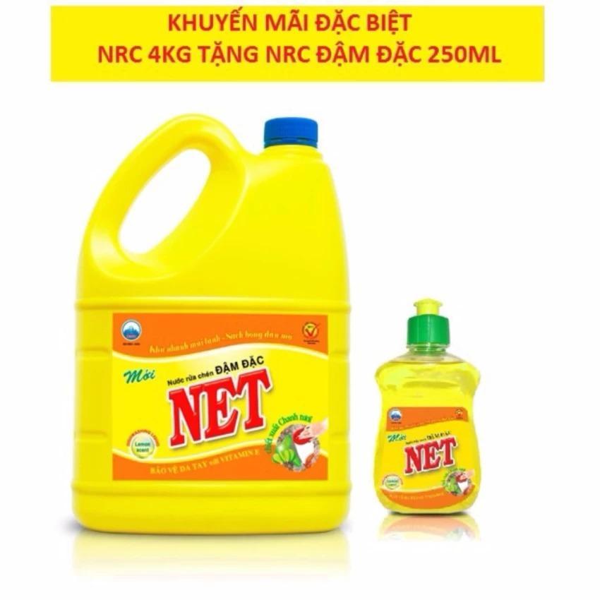 Nước Rửa Chén Net Đậm Đặc Hương Chanh 4Kg tặng nước rửa chén 250ml
