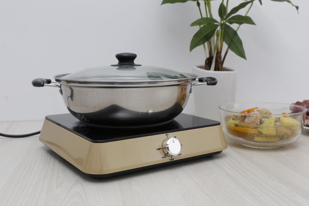 Bếp điện từ midea mi-k1917ef vàng đồng 1900w - tặng kèm nồi lẩu 24cm