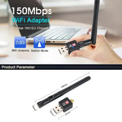 Card wifi usb có anten 802.IIN tốc độ 150Mbps cho PC và laptop (Đen)