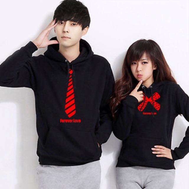 Áo nỉ hoodie đôi thu đông cà vạt