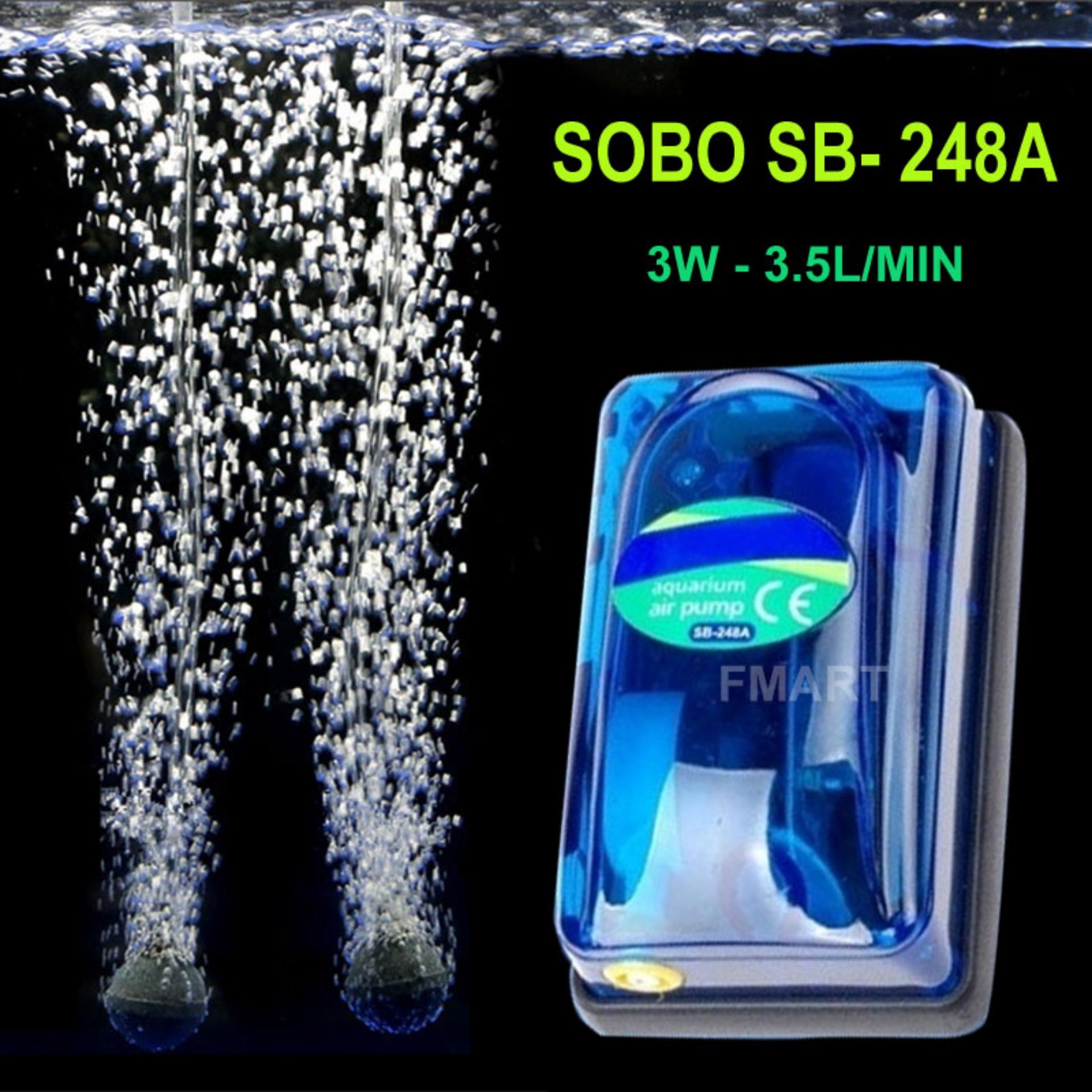 Máy sủi oxy SB-248A ( 3W - 3.5L/PHÚT) siêu bền, cung cấp oxy cho bể cá cảnh mini, hồ thúy sinh. BH uy tín bởi Fish Mart