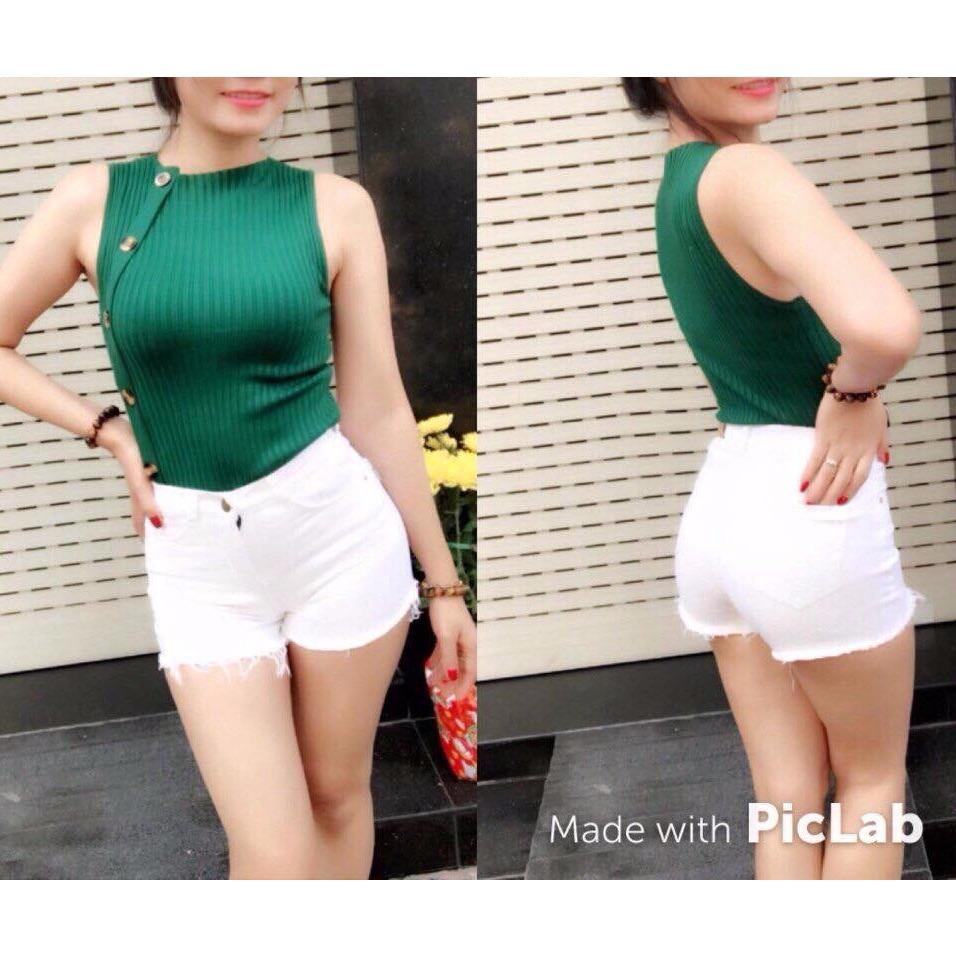 Quần short kaki nữ màu trắng cao cấp Jeans Fashion