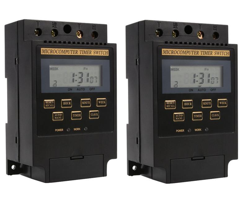 Bộ 2 công tắc hẹn giờ bật tắt thiết bị điện đen