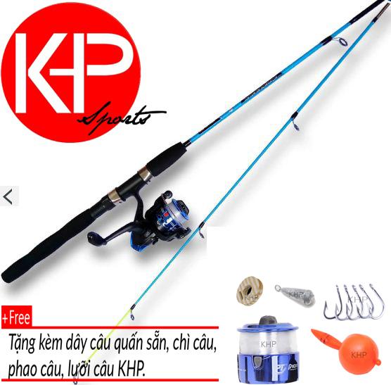 Bộ cần câu 2 khúc khp 2m1 v2 xanh dương tặng kèm set 5 phụ kiện + máy 200