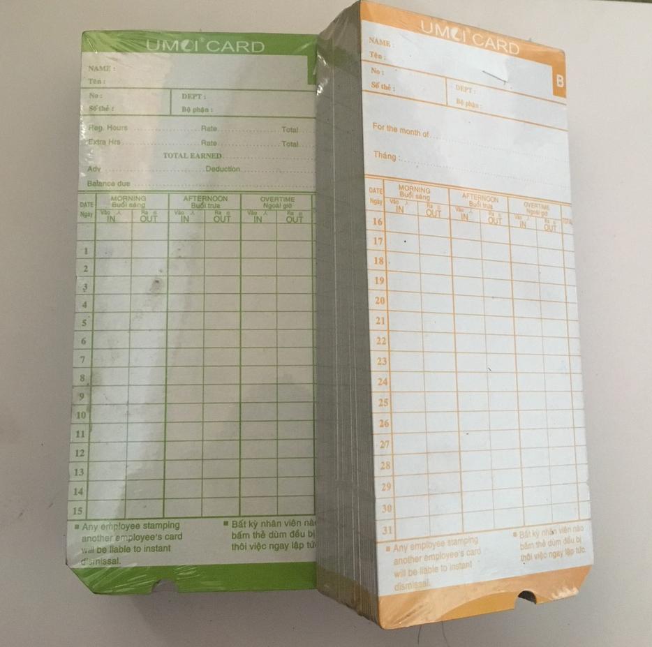 thẻ chấm công bằng giấy umei