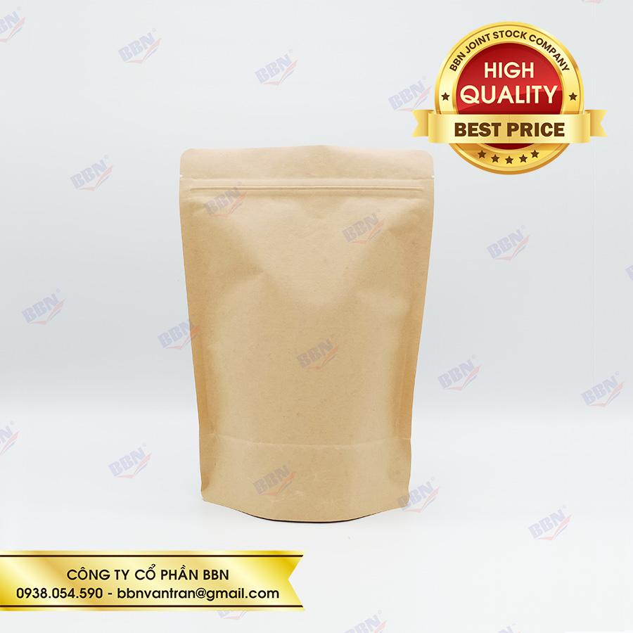Túi giấy Kraft MPET Zipper 18x26cm nâu (ĐVT Kg) (Không cửa sổ)