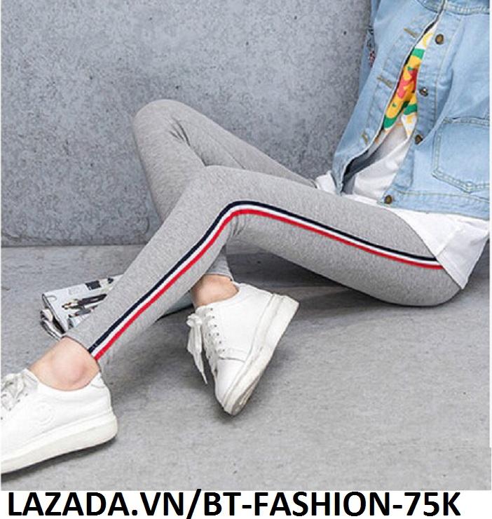 Quần Dài Nữ Thun Ôm Legging Thể Thao Thời Trang Hàn Quốc - BT Fashion (Viền 3M- 02)