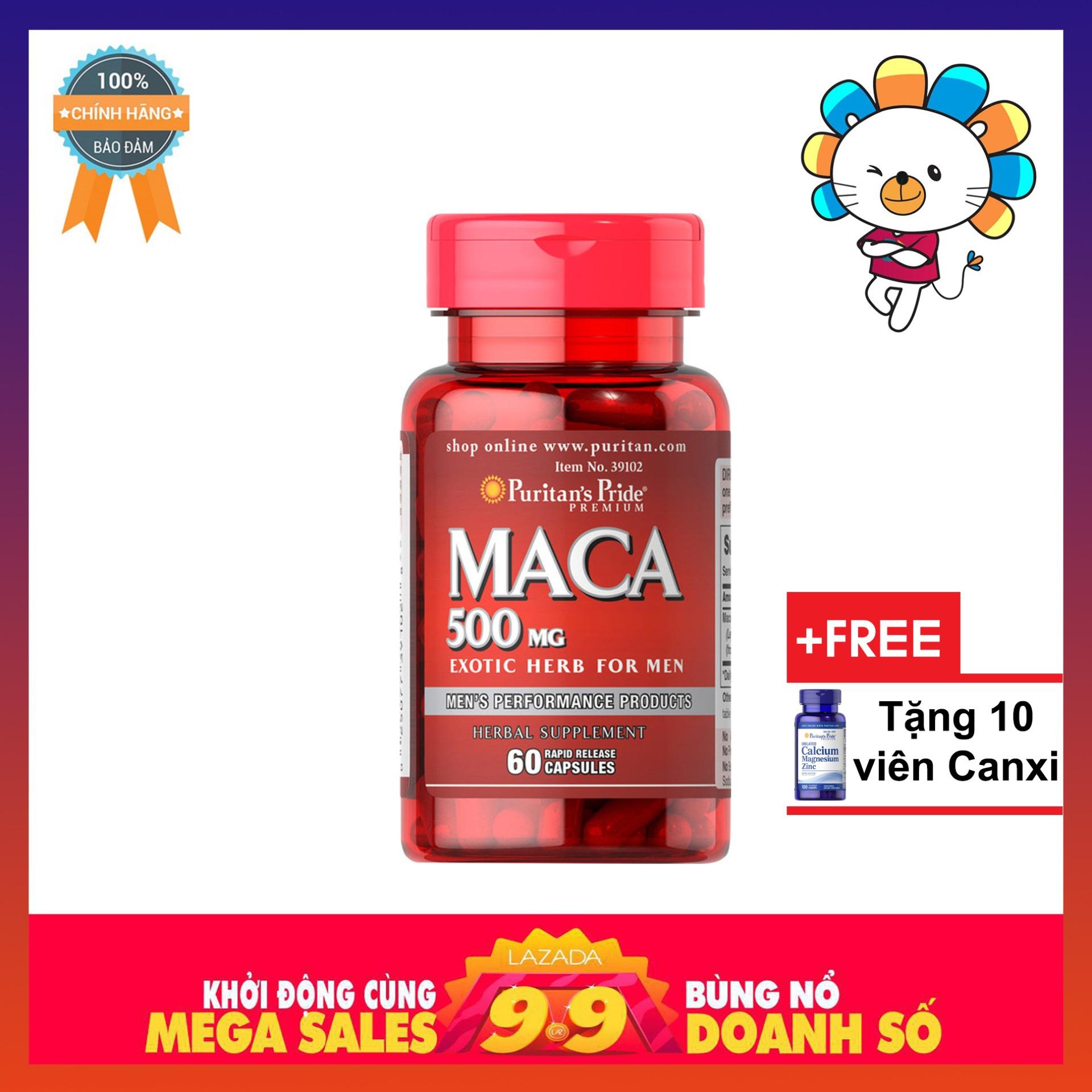 Viên uống tăng cường sinh lực Puritans Pride Primium Maca Exotic Herb For Men 500mg 60 viên nhập khẩu