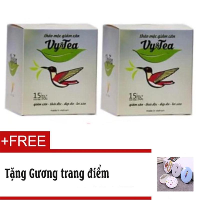 Bộ 2 Trà thảo mộc giảm cân Vy & Tea Chính hãng (Liệu Trình 30 Ngày)- Tặng Thước dây 150cm