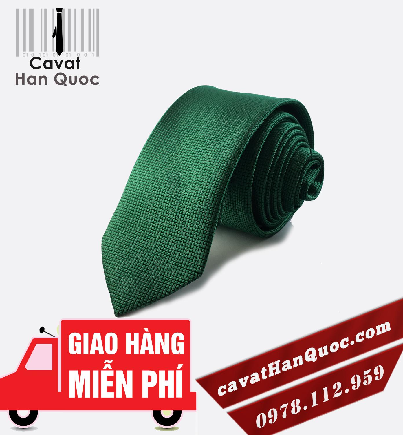 Caravat bản nhỏ sần xanh lá