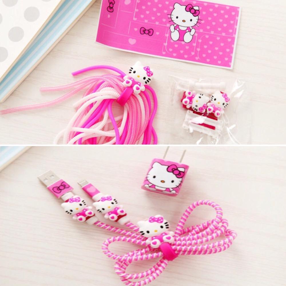 Bộ bảo vệ Cáp Sạc cho iPhone Kitty Hồng