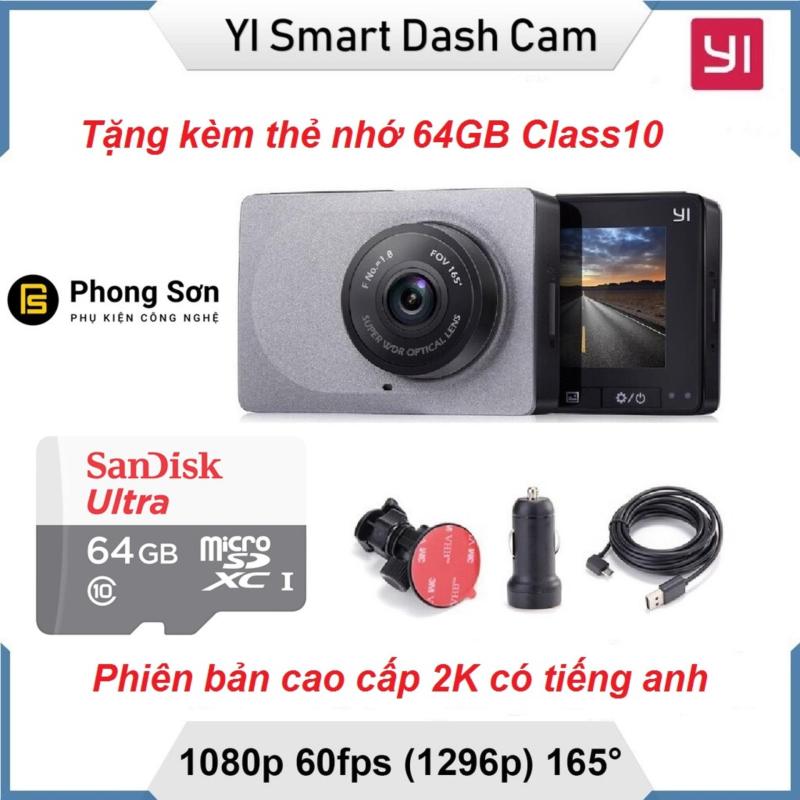 Camera hành trình Xiaomi YI Car Smart Dash 1296p  2K - Có tiếng anh (Tặng thẻ 64GB 80mb/s Sandisk)