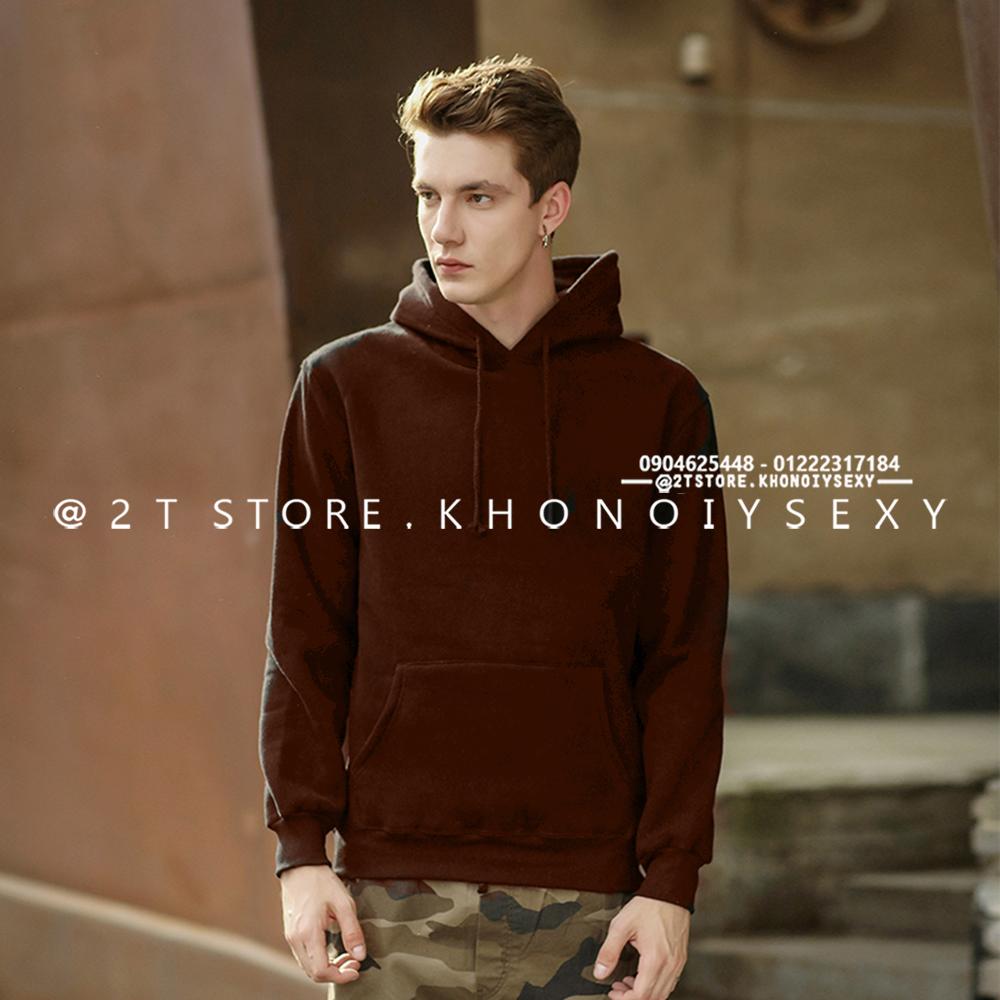 2T STORE ÁO KHOÁC HOODIE NỈ CÓ NÓN TRƠN MÀU nâu 2TAKN08001-9.jpg