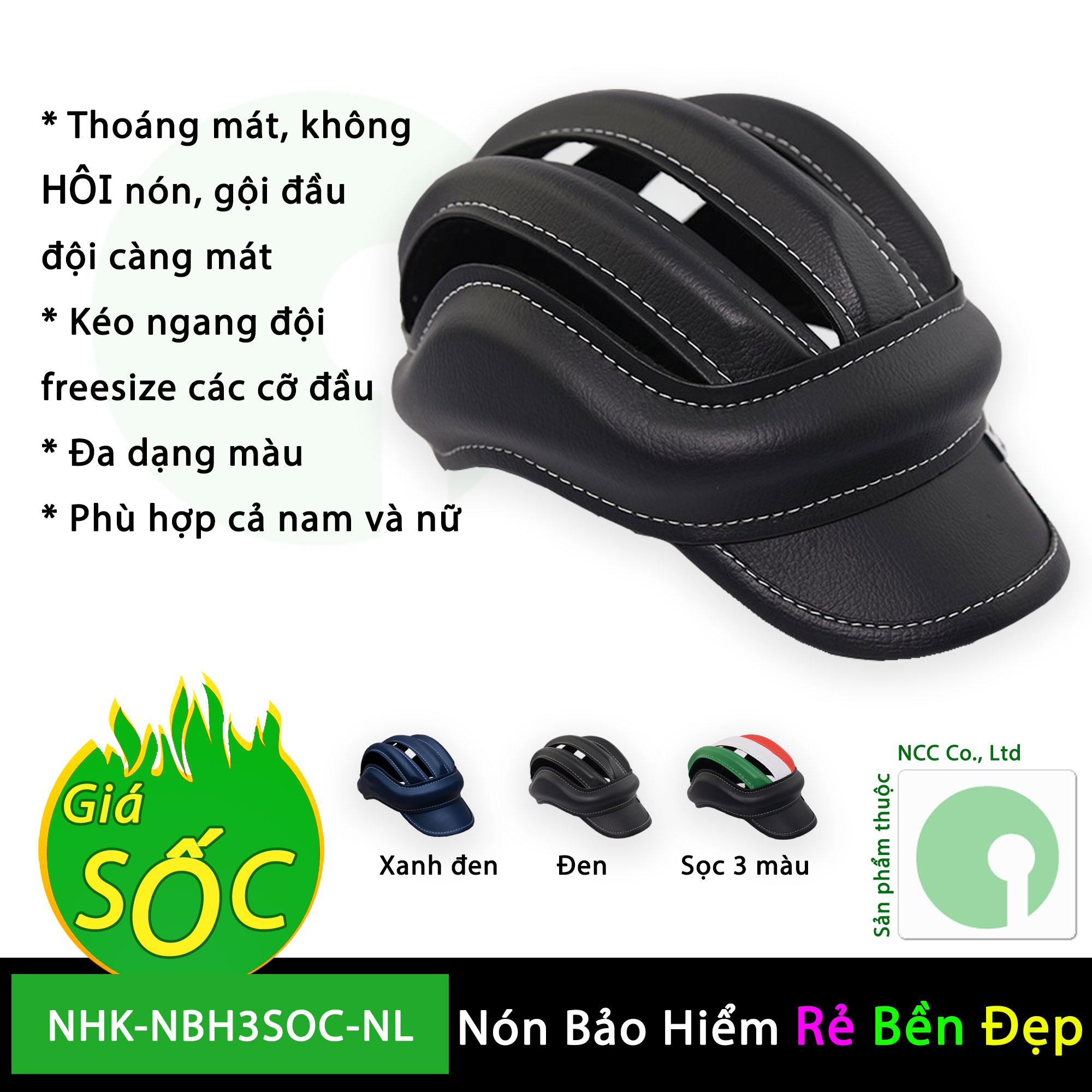 Nón bảo hiểm ba sọc đẹp giá rẻ - kiểu dáng thể thao mạnh mẽ - NHK-NBH3SOC-NL