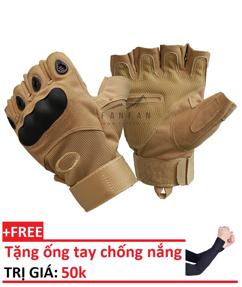 [HCM]GĂNG TAY CỤT NGÓN XE MÁY oakley găng tay hở ngón găng tay phượt + Tặng kèm cặp găng tay chống nắng trị giá 50k