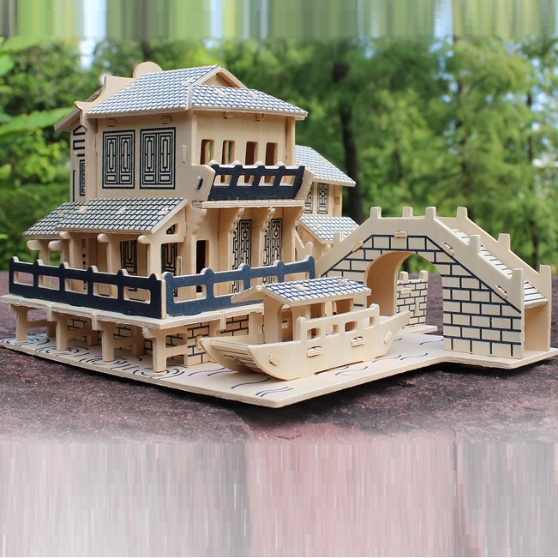 Đồ chơi lắp ráp gỗ 3D Mô hình Nhà cổ 4